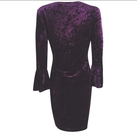 RALPH LAUREN dark purple velvet faux wrap flattering cocktail dress NWOT sz 14 - Picture 2 of 9